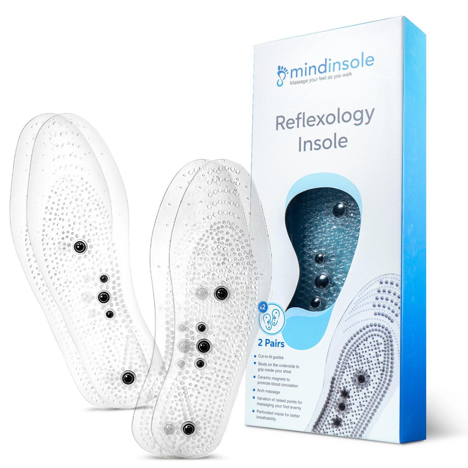 2 Packs of MiSole Acupuncture Insoles - Natural Relief